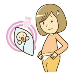 ズボンが入らない産後の女性のイラスト